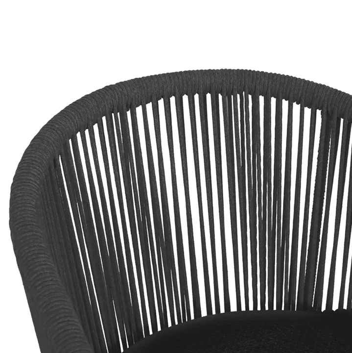 DINING CHAIR XANTION ΗΜ6472.01 GREY ALUMINUM-ROPE-OLEFIN CUSHION 59x60x78Hcm.