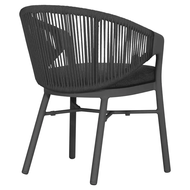 DINING CHAIR XANTION ΗΜ6472.01 GREY ALUMINUM-ROPE-OLEFIN CUSHION 59x60x78Hcm.