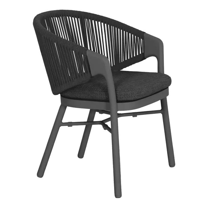 DINING CHAIR XANTION ΗΜ6472.01 GREY ALUMINUM-ROPE-OLEFIN CUSHION 59x60x78Hcm.