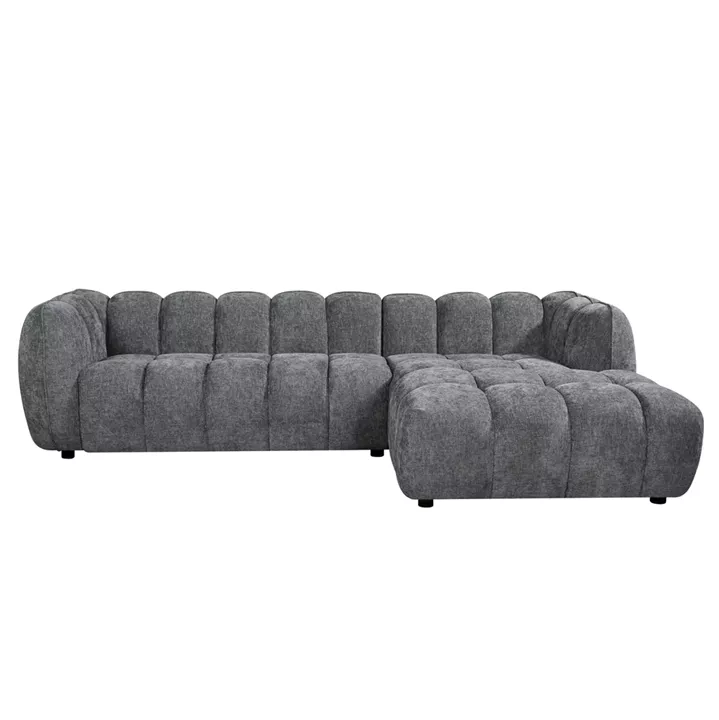 ΚΑΝΑΠΕΣ ΓΩΝΙΑ (ΔΕΞΙΑ) LYKKE HM3326.01R ΓΚΡΙ ΥΦΑΣΜΑ 280x89-165(η γωνία)x70Υεκ