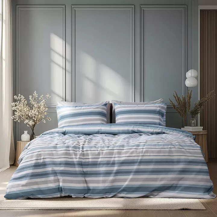 Beauty Home Σετ παπλωματοθήκη μονή Moments Art 12561 170x250 Σιέλ,Γκρι