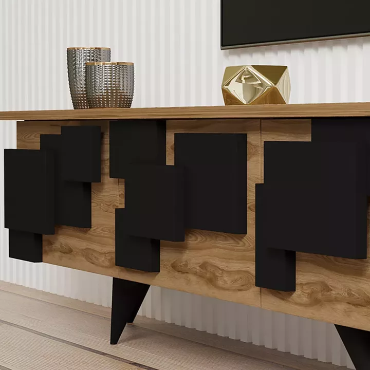 Tv stand Trida pakoworld oak with black color 160x35x45cm