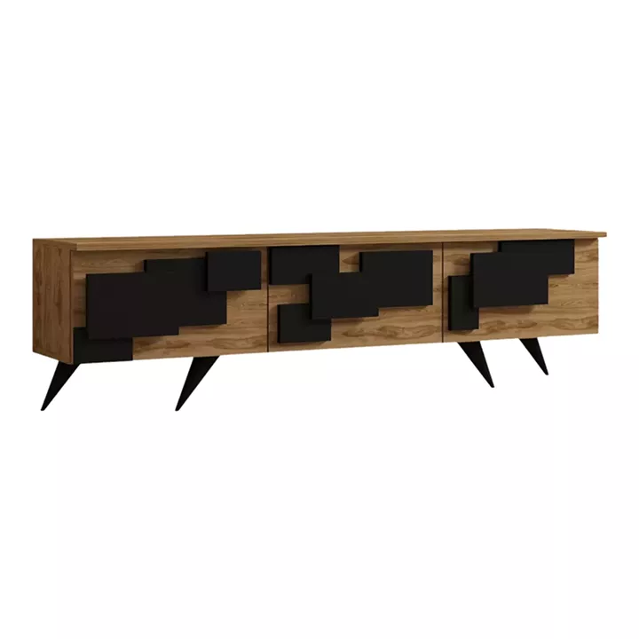 Tv stand Trida pakoworld oak with black color 160x35x45cm