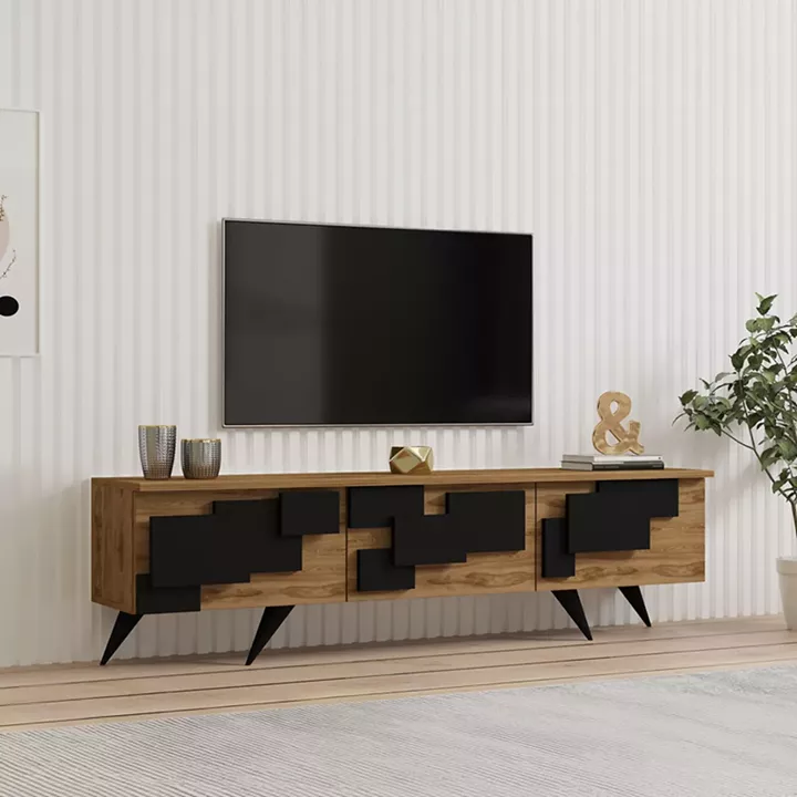 Tv stand Trida pakoworld oak with black color 160x35x45cm