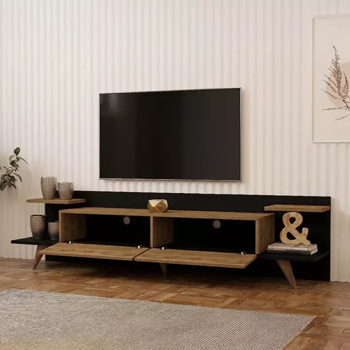 Tv stand Astry pakoworld oak with anthracite color 180x36.8x45cm