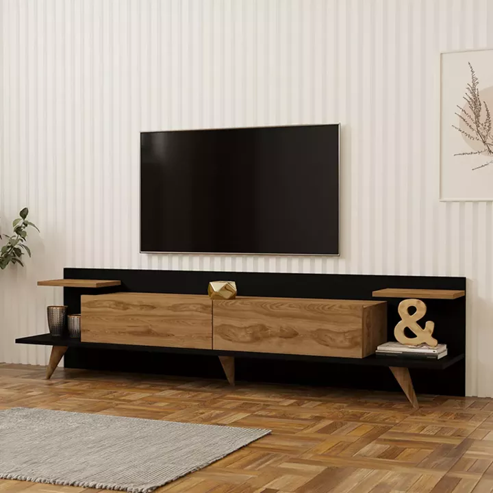 Tv stand Astry pakoworld oak with anthracite color 180x36.8x45cm