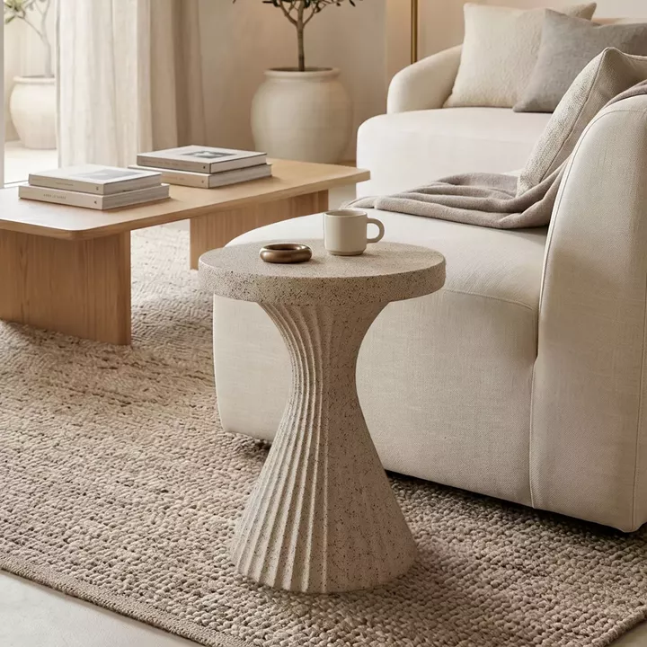 Side table Nome pakoworld ecru MGO D38x46.5cm