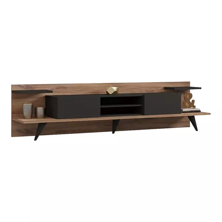 Tv stand Astry pakoworld walnut with anthracite color 180x36.8x45cm