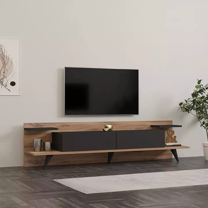 Tv stand Astry pakoworld walnut with anthracite color 180x36.8x45cm