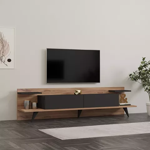 Έπιπλο τηλεόρασης Astry pakoworld καρυδί με ανθρακί 180x36,8x45εκ