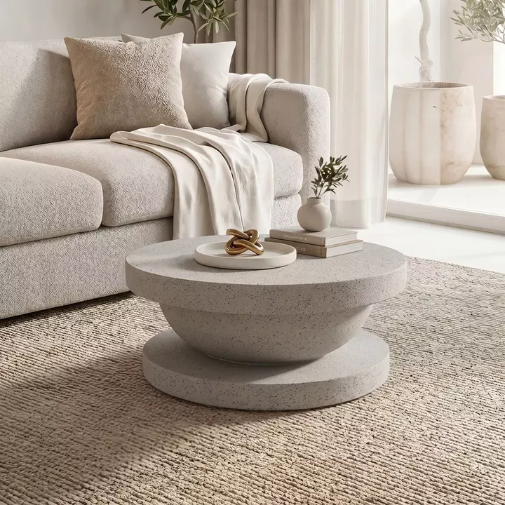 Coffee table Cerba pakoworld ecru MGO D70x30cm