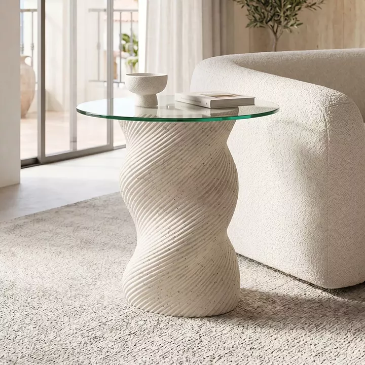 Coffee table Klida pakoworld travertine look MGO D40x63cm