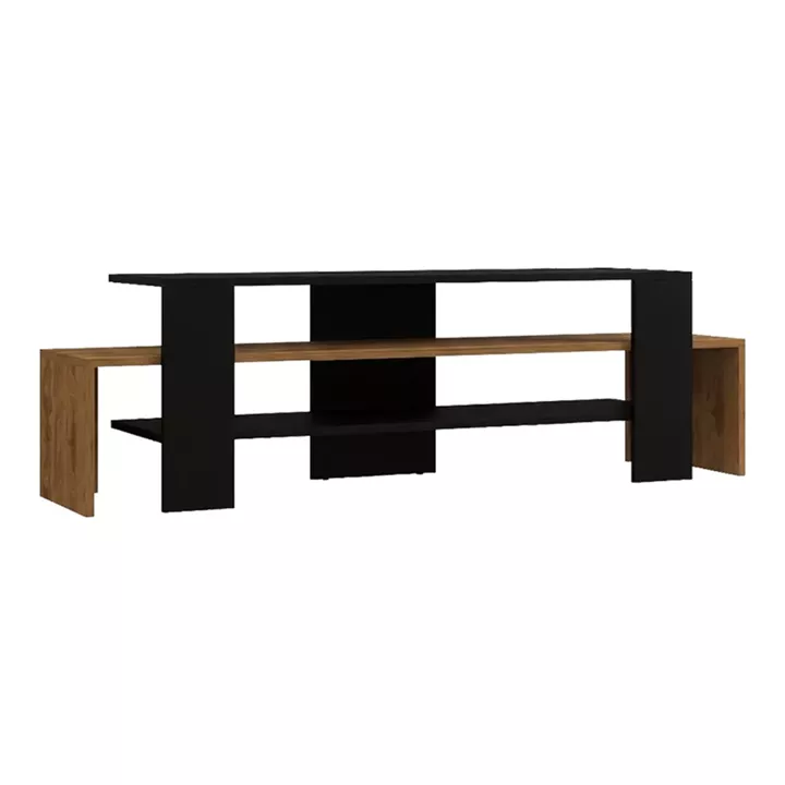 Tv stand Lenour pakoworld in sonoma with black color 150x35x45cm