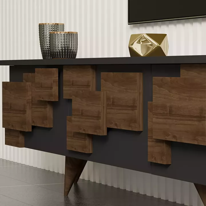 Έπιπλο τηλεόρασης Trida pakoworld καρυδί με ανθρακί 160x35x45εκ