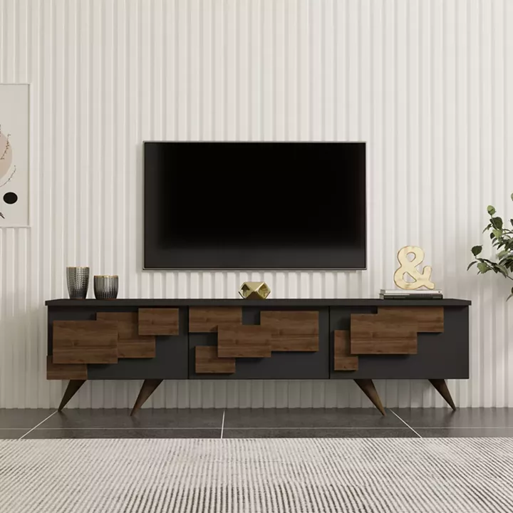 Έπιπλο τηλεόρασης Trida pakoworld καρυδί με ανθρακί 160x35x45εκ
