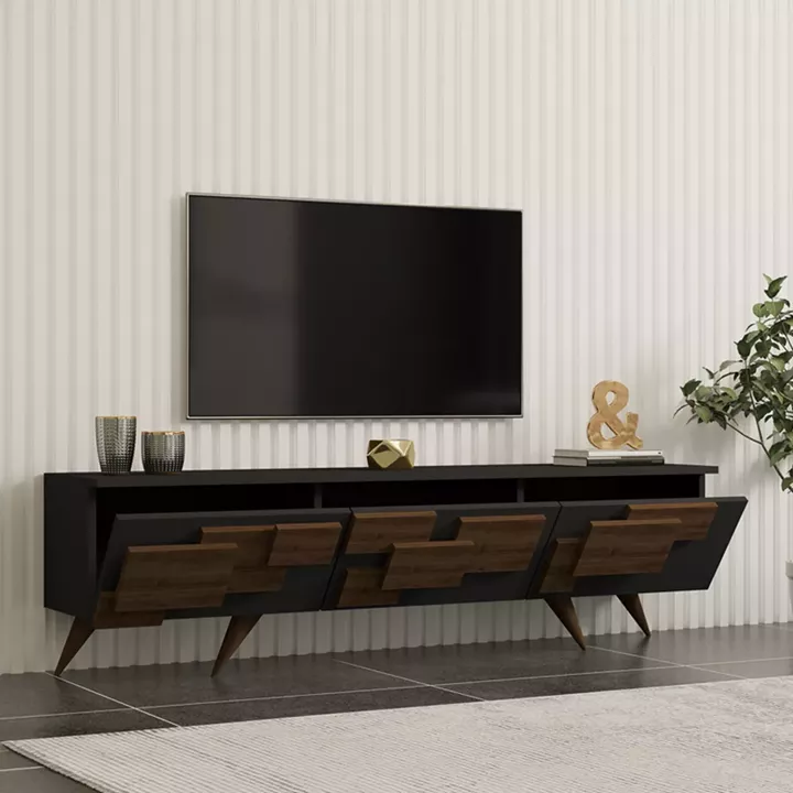 Έπιπλο τηλεόρασης Trida pakoworld καρυδί με ανθρακί 160x35x45εκ