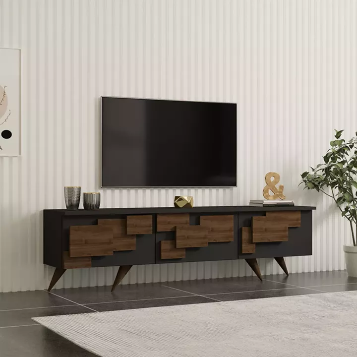 Έπιπλο τηλεόρασης Trida pakoworld καρυδί με ανθρακί 160x35x45εκ