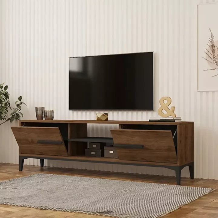 Έπιπλο τηλεόρασης Eslem pakoworld καρυδί με ανθρακί 160x34,6x48,1εκ