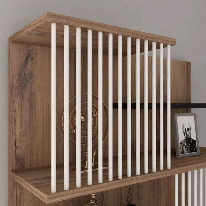 Bookcase Gassim pakoworld sonoma with anthracite and white 80x24.6x160cm
