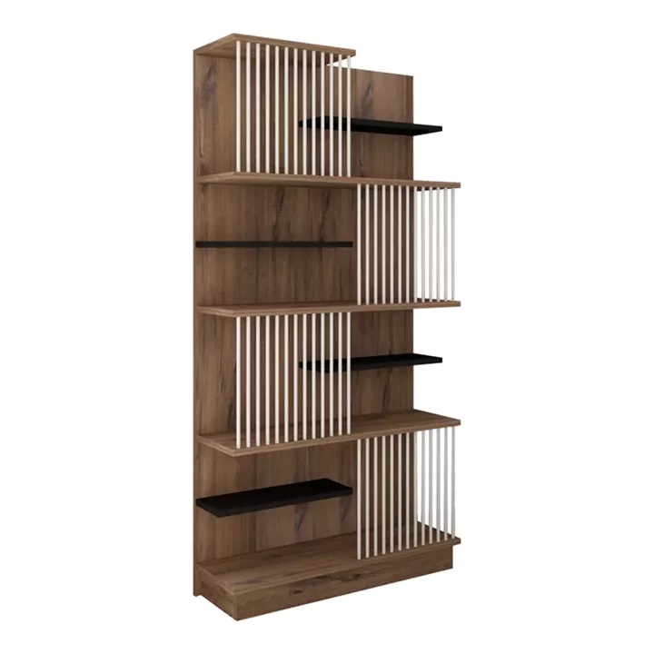 Bookcase Gassim pakoworld sonoma with anthracite and white 80x24.6x160cm