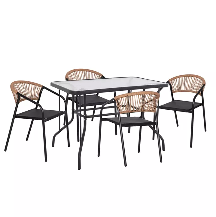 ΣΕΤ ΤΡΑΠΕΖΑΡΙΑΣ 5ΤΜΧ ADAM HM10727.03 ΚΑΡΕΚΛΕΣ ΜΕΤΑΛΛΙΚΕΣ & ΤΡΑΠΕΖΙ 110x60εκ ΜΑΥΡΟ