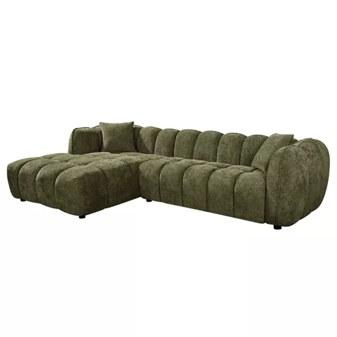 CORNER SOFA (LEFT) LYKKE HM3326.03L GREEN FABRIC 280x89-165(chaise)x70Hcm.