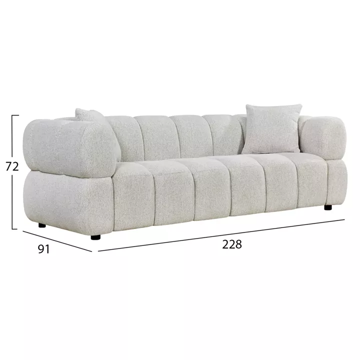 ΚΑΝΑΠΕΣ 3-ΘΕΣΙΟΣ NORIKA HM3331.02 ΕΚΡΟΥ ΥΦΑΣΜΑ 228x91x72Υεκ.