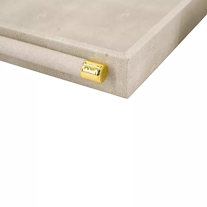 Artekko Lisa Γκρι MDF Διακοσμητικοί Δίσκοι με Τεχνόδερμα (49.53x30.48x3.81)cm (43.18x25.4x3.81)cm 2pcs