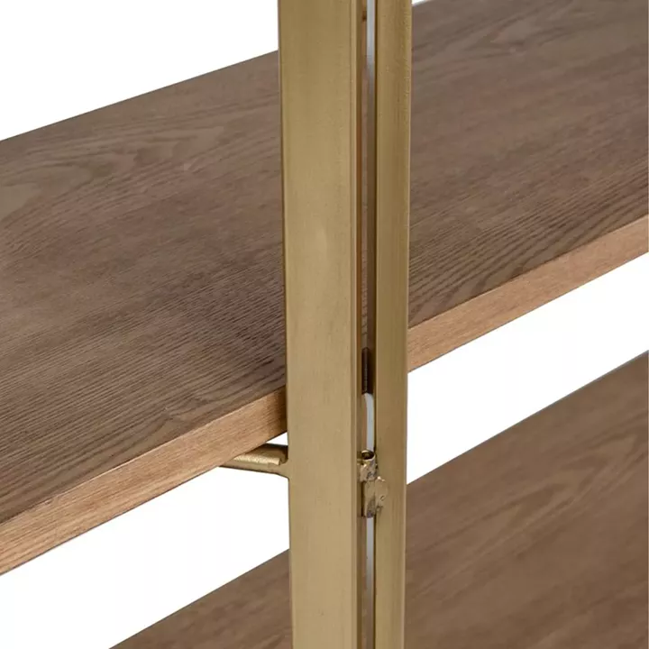 Artekko Lume Καφέ MDF Ραφιέρα με Χρυσό Μεταλλικό Σκελετό (121.5x40x179)cm