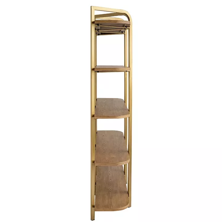 Artekko Lume Καφέ MDF Ραφιέρα με Χρυσό Μεταλλικό Σκελετό (121.5x40x179)cm
