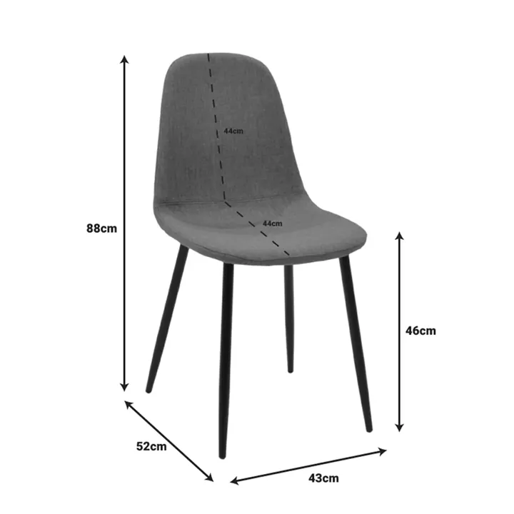 Dining chair Bella pakoworld velvet in grey-brown color and black metal leg 43.5x52x89cm