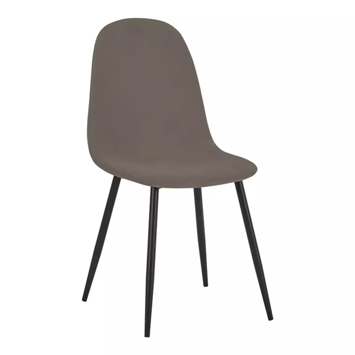 Dining chair Bella pakoworld velvet in grey-brown color and black metal leg 43.5x52x89cm