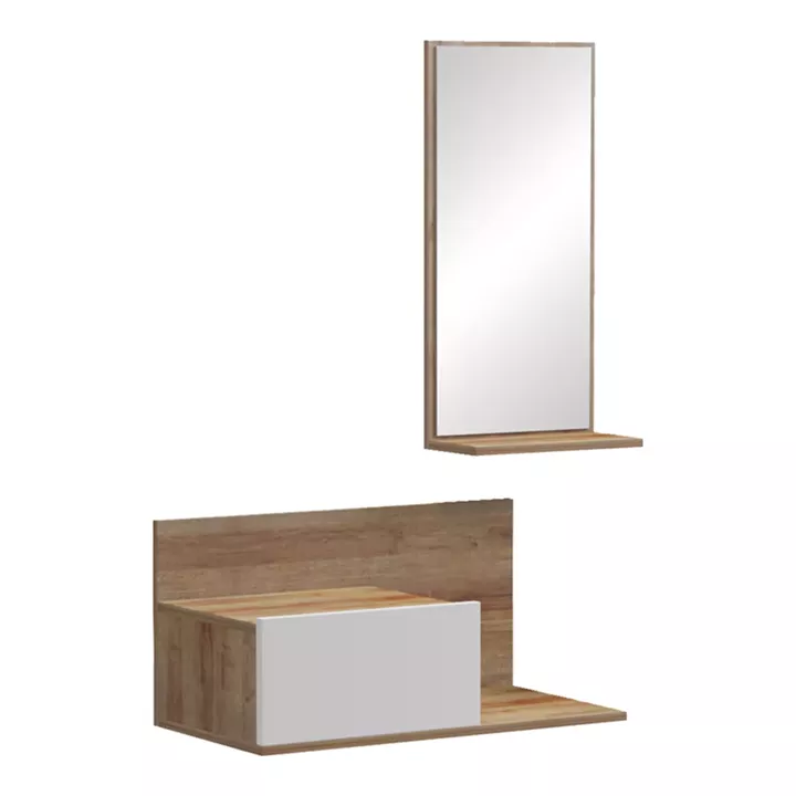 Miranda pakoworld entrance furniture with mirror in white-oak shade 60x30x89.5cm