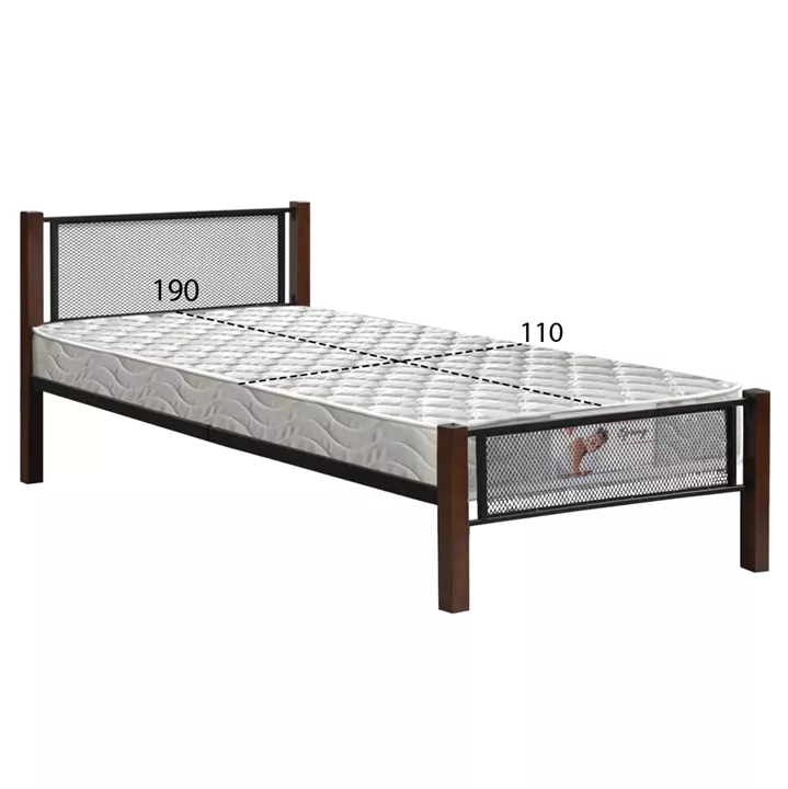 BED WITH MATTRESS RAYVEN HM21335 METAL & WOOD IN DIRTY OAK--MATTRESS 90x190cm