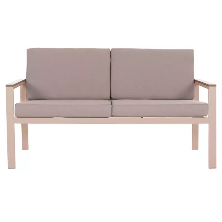 OUTDOOR 2-SEATER SOFA SAFIN HM6279.04 ALUMINUM & CUSHIONS IN CAPPUCCINO 140x70x77Hcm.