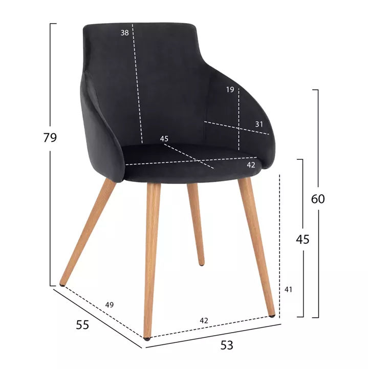 DINING SET 5PCS KELVIN HM10886.05 MELAMINE IN SONAMA OAK--BLACK VELVET
