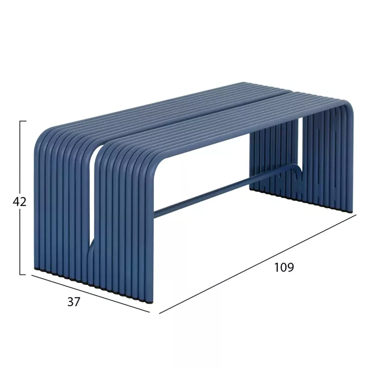 BENCH 2-SEATER SERIES INTREPID HM6327.08 ALUMINUM IN BLUE 109,5x37x42Hcm.