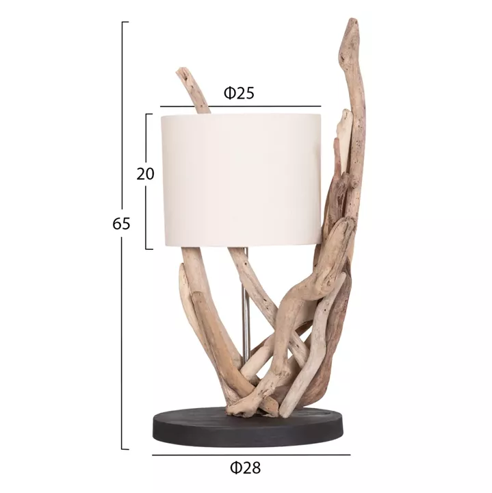 TABLE LAMP BRAMBLE HM4873 DRIFTWOOD & WHITE CAP Φ28x65Hcm.