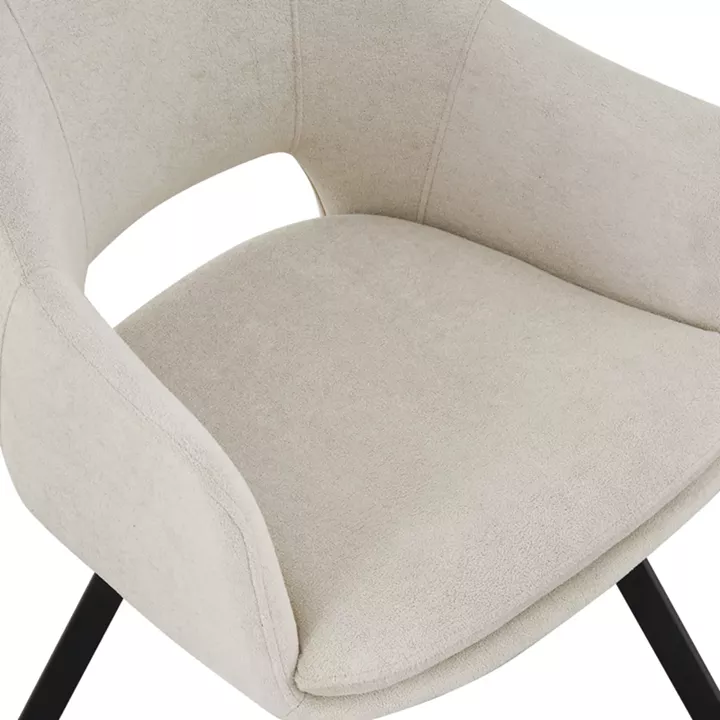 Nordo armchair pakoworld cream fabric-black metal leg 56x58x85cm