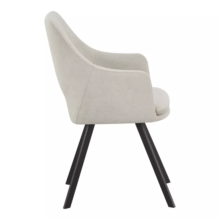 Nordo armchair pakoworld cream fabric-black metal leg 56x58x85cm