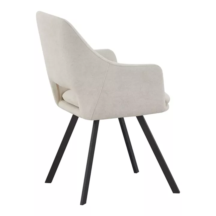 Nordo armchair pakoworld cream fabric-black metal leg 56x58x85cm