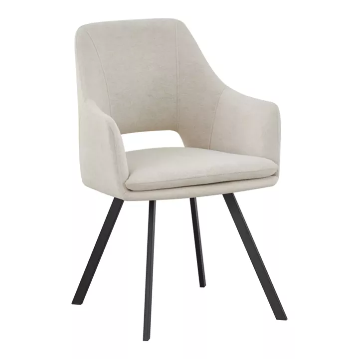 Nordo armchair pakoworld cream fabric-black metal leg 56x58x85cm
