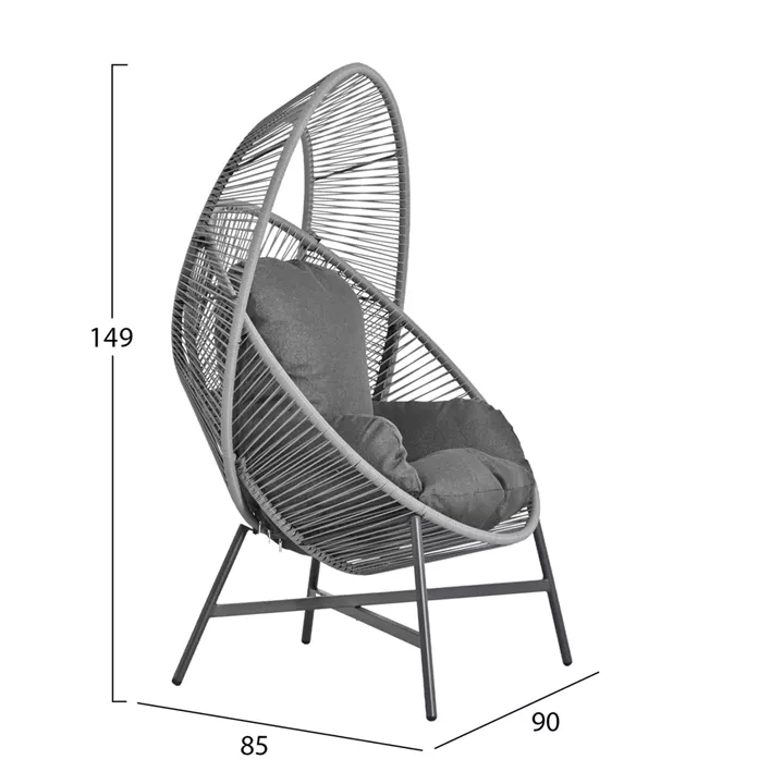 ΠΟΛΥΘΡΟΝΑ-ΦΩΛΙΑ RULER HM6506.01 ΓΚΡΙ ΜΕΤΑΛΛΟ-P.E.RATTAN-ΜΑΞΙΛΑΡΙΑ 90x85x149Υεκ