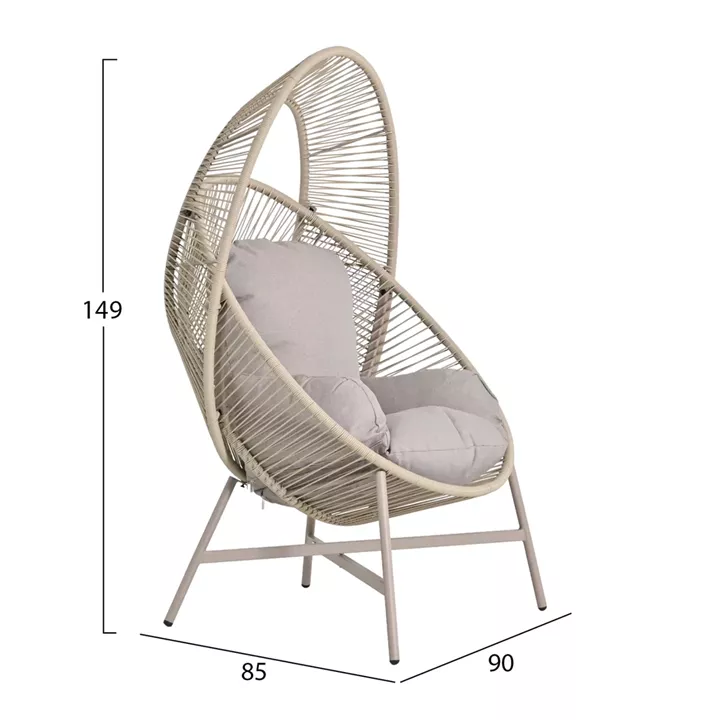 ΠΟΛΥΘΡΟΝΑ-ΦΩΛΙΑ RULER HM6506.02 ΜΟΚΑ ΜΕΤΑΛΛΟ-P.E.RATTAN--ΓΚΡΙ ΜΑΞΙΛΑΡΙΑ 90x85x149Υεκ