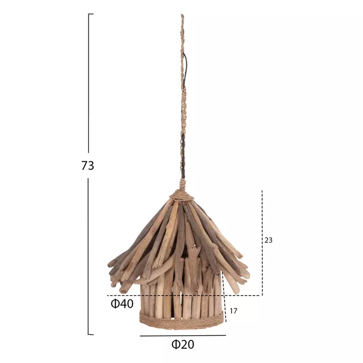 ΦΩΤΙΣΤΙΚΟ ΟΡΟΦΗΣ ΚΡΕΜΑΣΤΟ TREIT HM4874 DRIFTWOOD ΣΕ ΦΥΣΙΚΟ Φ40x73Υεκ [1xΕ27]