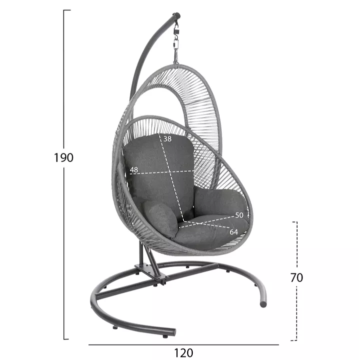 ΚΡΕΜΑΣΤΗ ΦΩΛΙΑ RULER HM6083.02 ΚΑΠΟΥΤΣΙΝΟ ΜΕΤΑΛ.- P.E.RATTAN-ΜΑΞΙΛΑΡΙ 120x110x190Υ