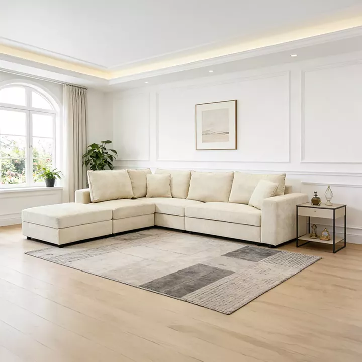 Multi-modal sofa Navaro pakoworld beige fabric 281x256x85cm