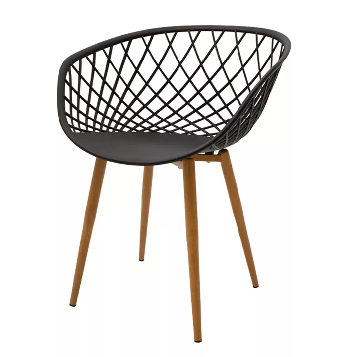 Armchair Ezra pakoworld anthracite pp-natural color metal leg 62.5x56x82cm