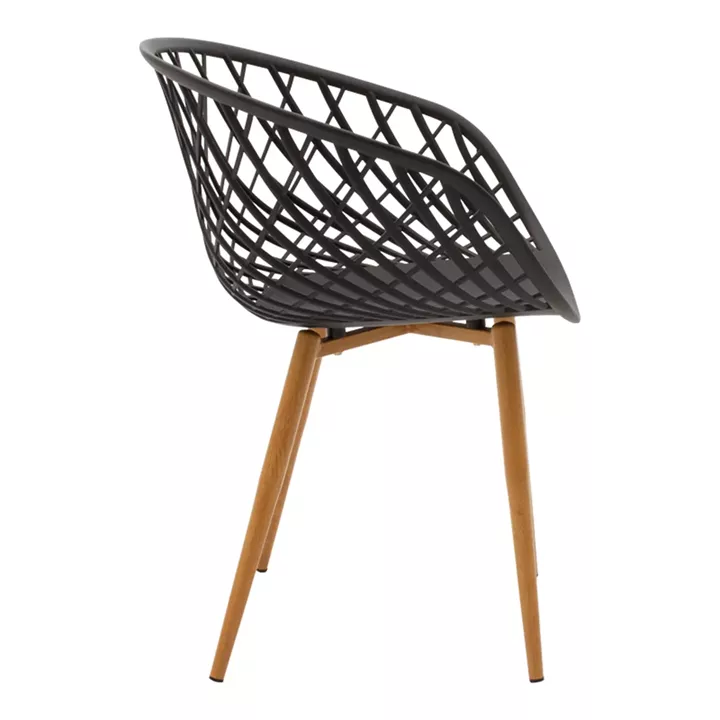 Armchair Ezra pakoworld anthracite pp-natural color metal leg 62.5x56x82cm