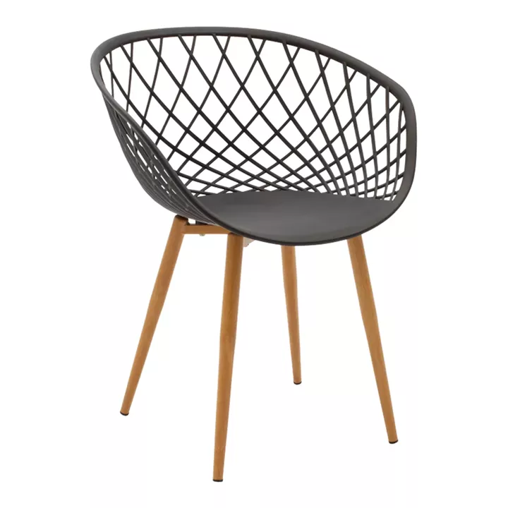 Armchair Ezra pakoworld anthracite pp-natural color metal leg 62.5x56x82cm